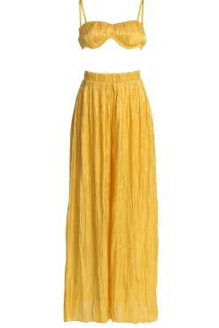 Yellow Lets Get Away Satin Pant Set*JLUXLABEL Fashion