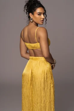 Yellow Lets Get Away Satin Pant Set*JLUXLABEL Fashion