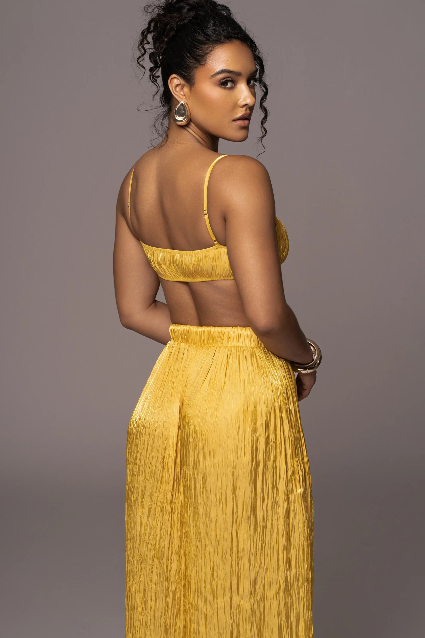 Yellow Lets Get Away Satin Pant Set*JLUXLABEL Fashion