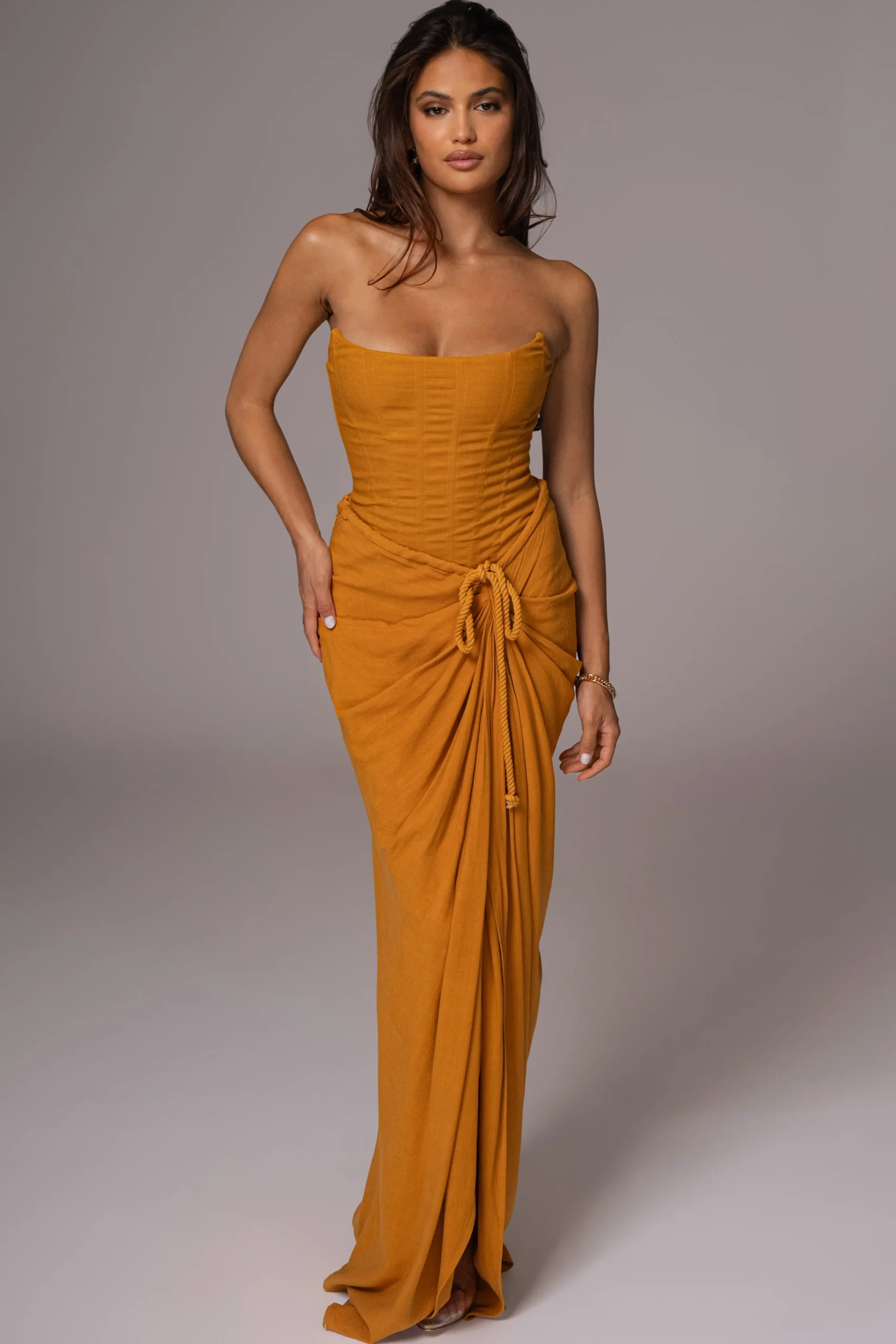 Yellow Noelia Linen Slit Skirt*JLUXLABEL Clearance