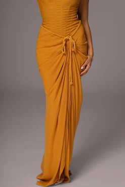 Yellow Noelia Linen Slit Skirt*JLUXLABEL Clearance