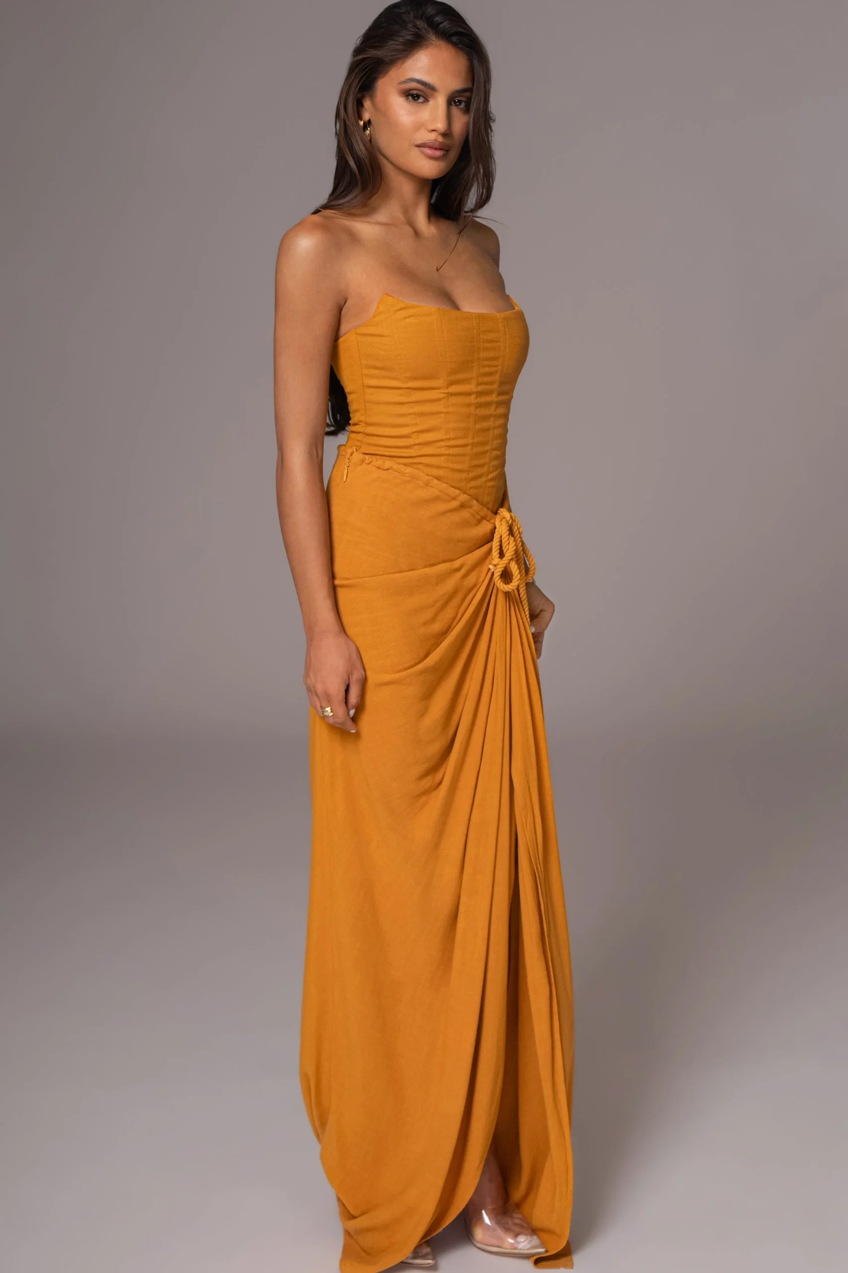 Yellow Noelia Linen Slit Skirt*JLUXLABEL Clearance