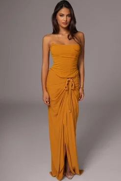 Yellow Noelia Linen Slit Skirt*JLUXLABEL Clearance