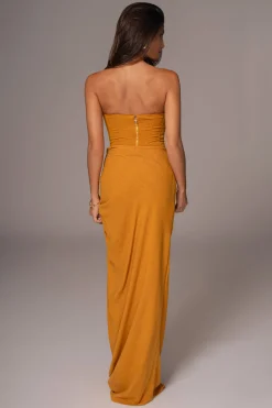 Yellow Noelia Linen Slit Skirt*JLUXLABEL Clearance