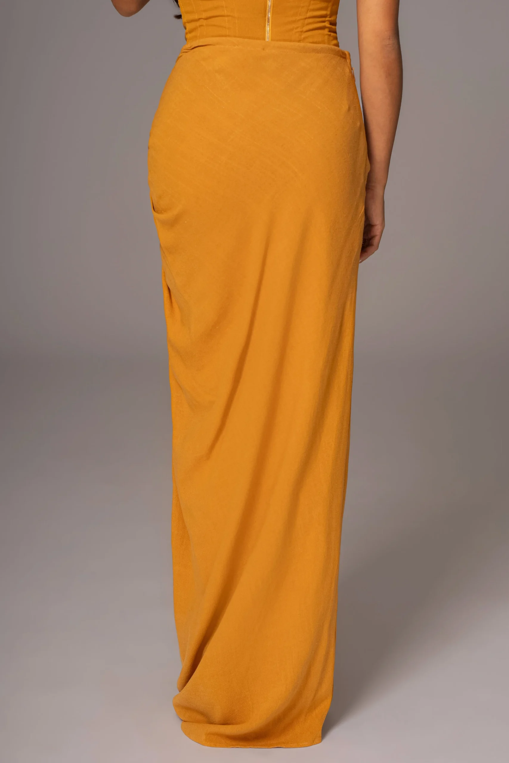 Yellow Noelia Linen Slit Skirt*JLUXLABEL Clearance