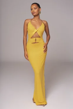 Yellow Secret Bloom Maxi Dress*JLUXLABEL Fashion